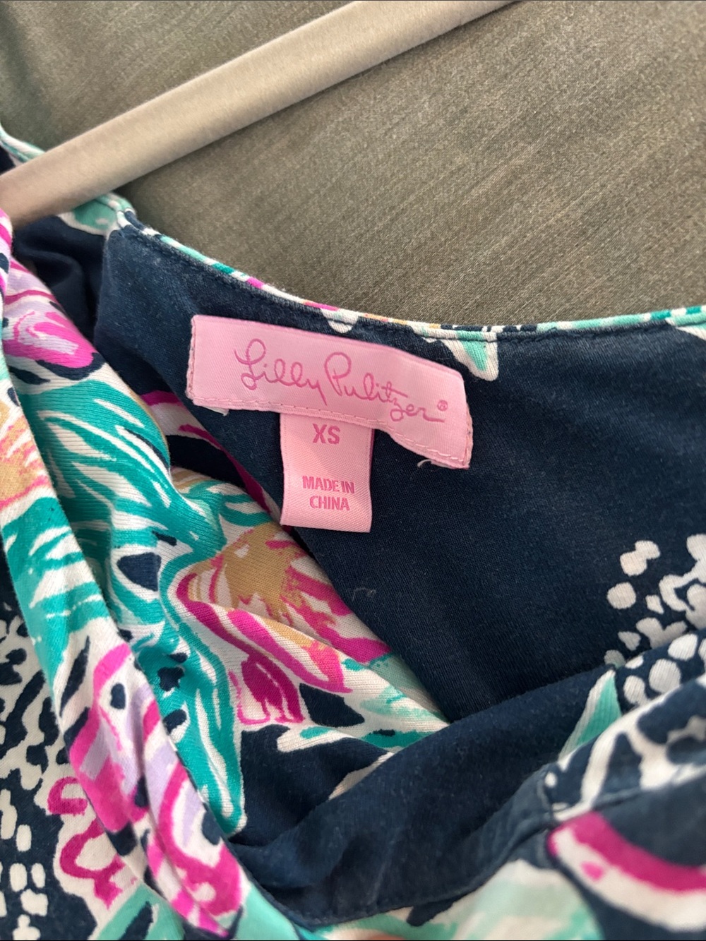 Lilly Pulitzer Navy Maxi Dress with Pink and Teal Floral Print - Picture 2 of 3
